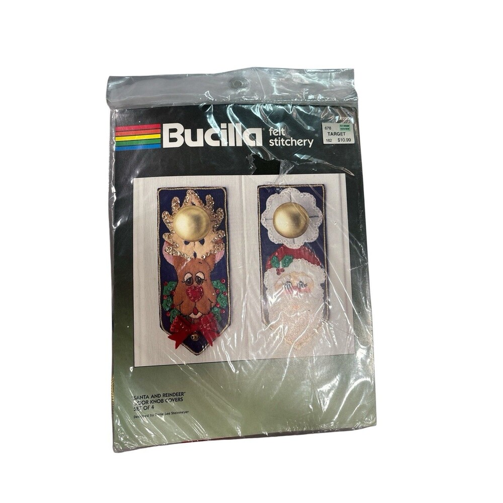 Bucilla Santa And Reindeer Felt Stitchery Door Knob Covers 82200 *New